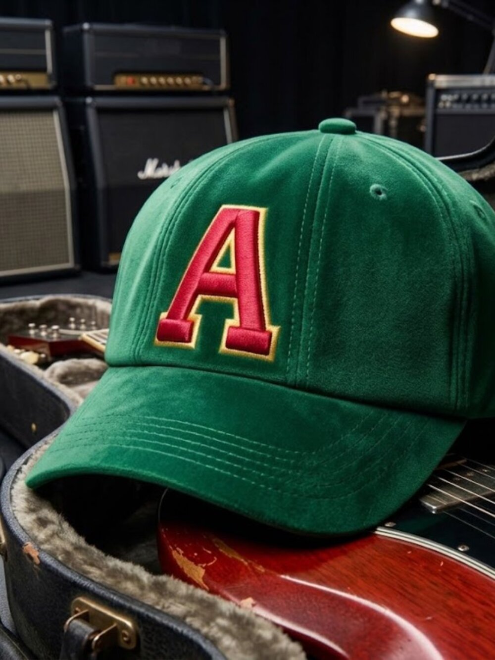 Retro AC/DC Angus Young Hat Schoolboy A Green Twill Rock Band Dad Cap New Costum